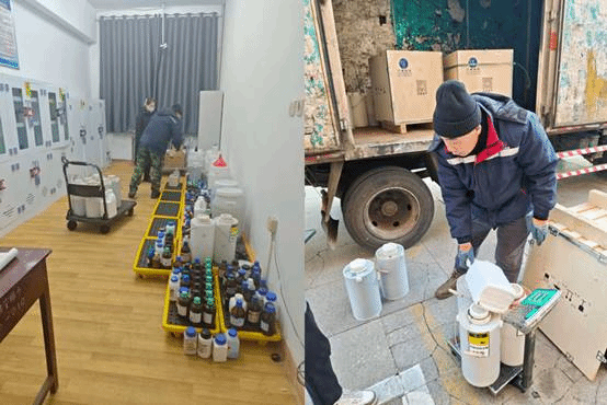 beat365官网顺利完成实验室废弃物集中规范处置工作